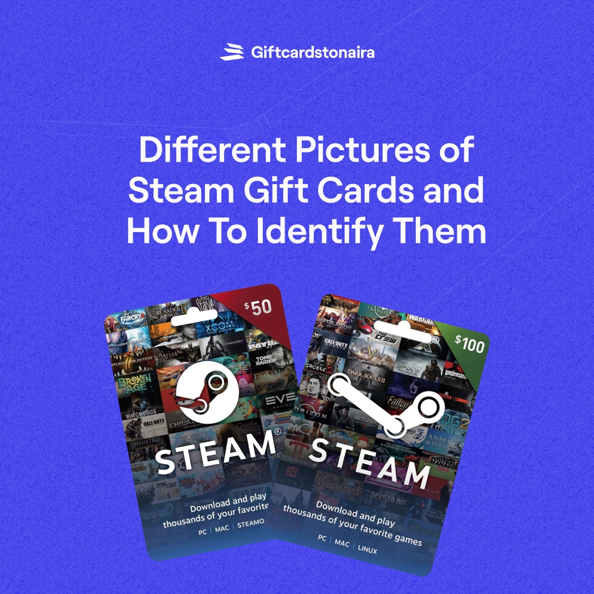 Different Pictures of Steam Gift Cards and How To Identify Them